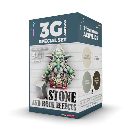 AK Interactive Wargame Color Set: Stone & Rock Effects