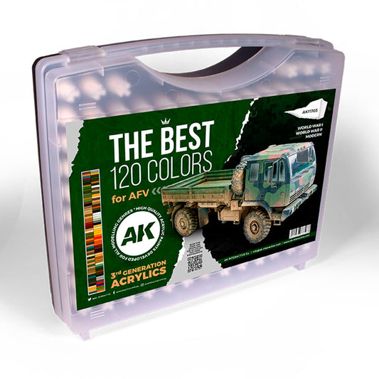 AK Interactive - The Best 120 Colors for AFV: Ultimate Acrylic Paint Set for Armor Modeling