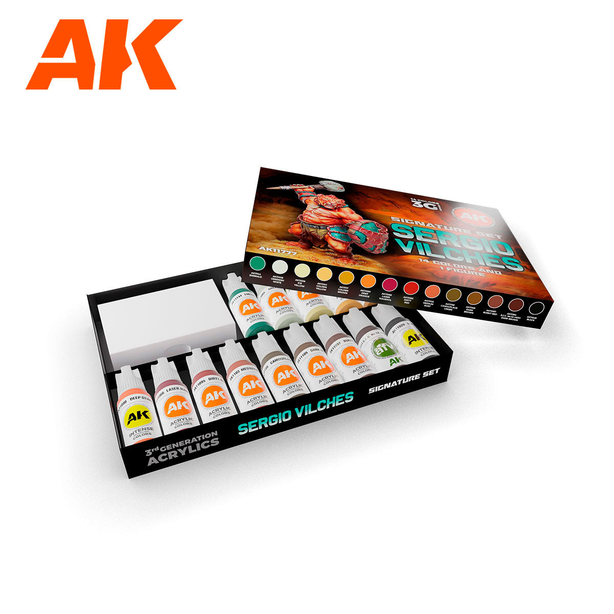 Sergio Vilches Signature Set: 14 Colors + Figure for Miniature Painting (3Gen Acrylics)