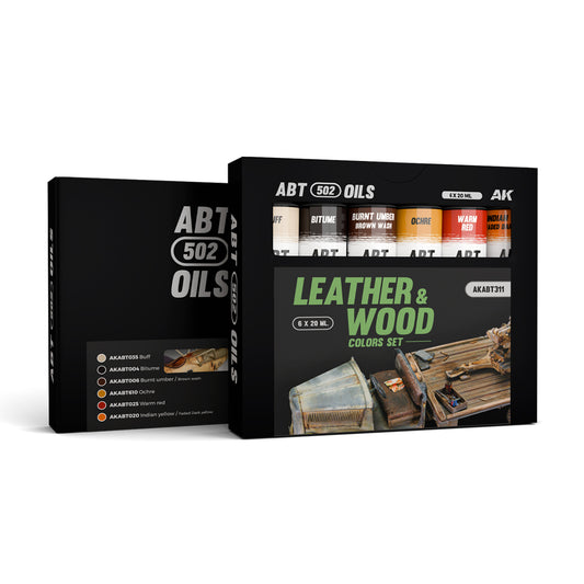 AK Interactive ABT 502 Oil - Leather & Wood Colors Set for Miniatures