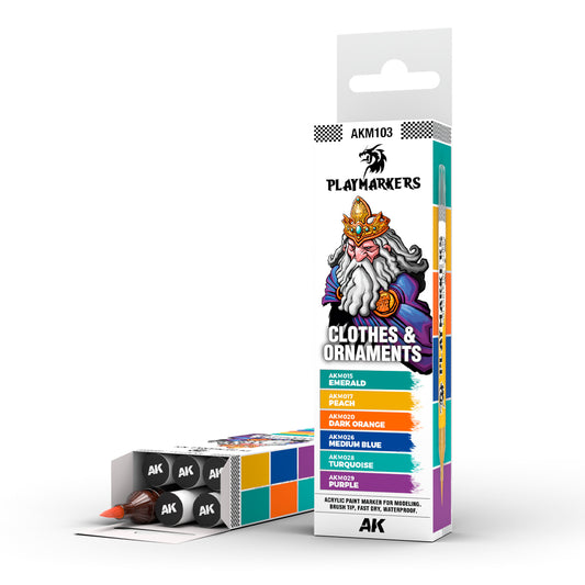 AK Interactive Playmarker Set: Clothes & Ornaments - Paint Exquisite Fabrics and Details on Your Miniatures