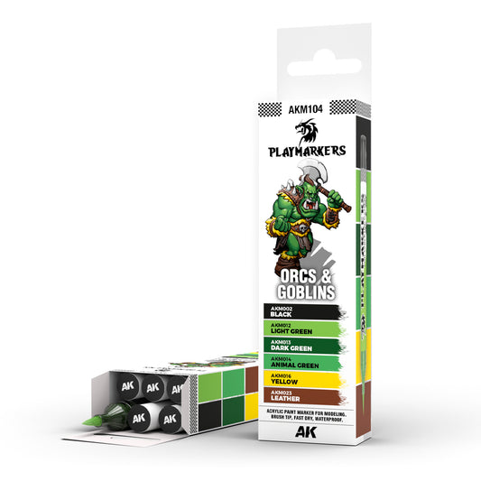 AK Interactive Playmarker Set: Orcs & Goblins - Paint Realistic Greenskins for Tabletop Wargames