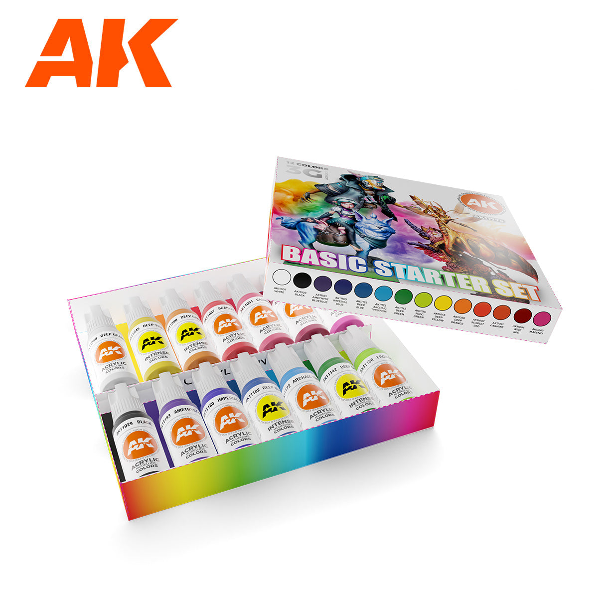 Basic Starter Set: 14 Essential Acrylic Paints Selected by Josedavinci