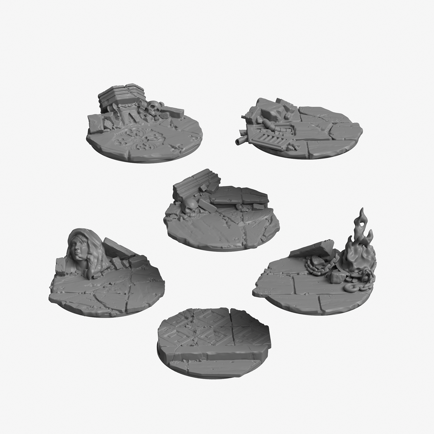 Urban Rubble 32mm Bases - Set of 4 Scenic 3D Printable Miniature Bases- STL Fi Urban Rubble 32mm Bases - Set of 4 Scenic 3D Printable Miniature Bases- STL Fi