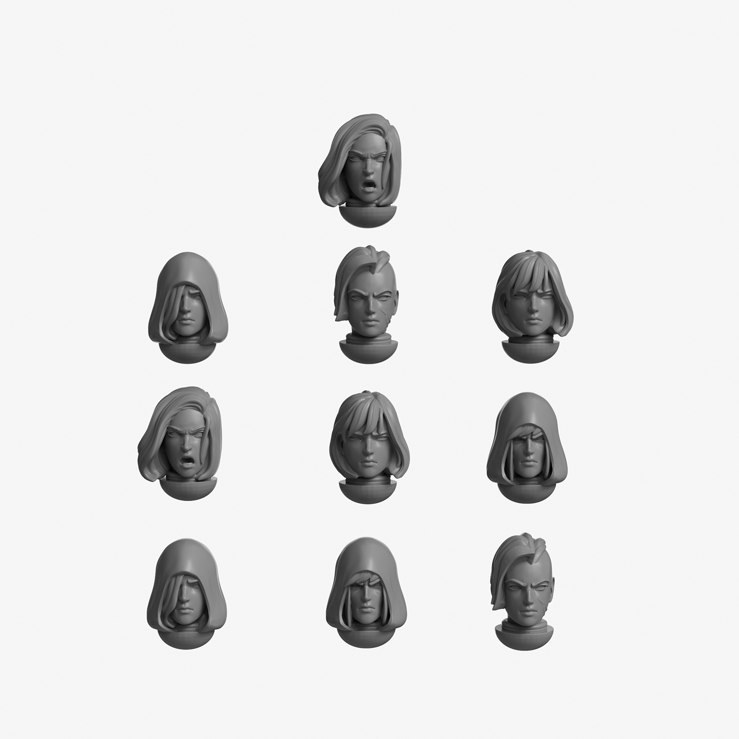 Female Space Knight Heads Open Face