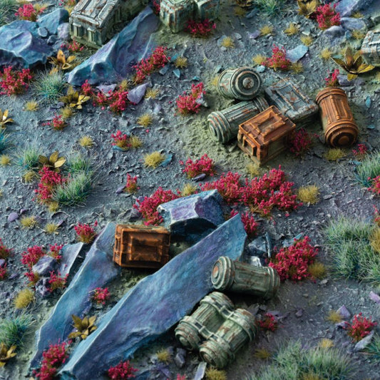 Gamers Grass Tiny Flowers - Garnet Tulip used on a miniature scenic base