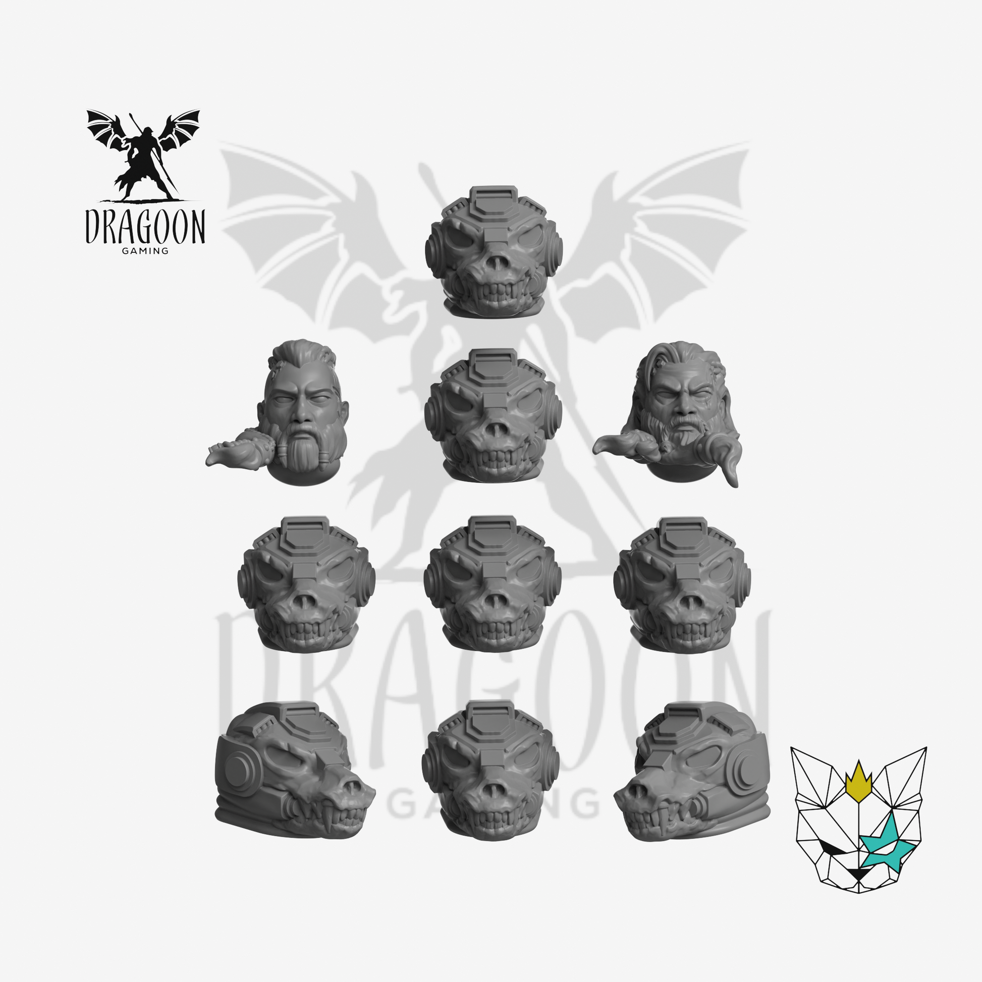 Space Viking Terminator Wolf Skull Heads