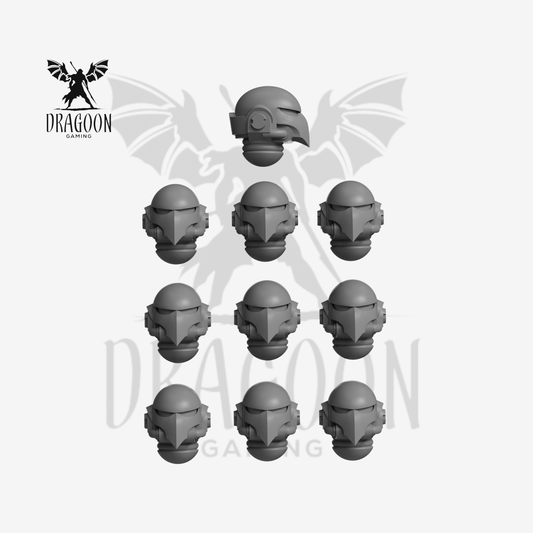 Dragoon Gaming 28mm Resin Shallow Beaky Helmets for Warhammer 40k / Horus Heresy Space Marine Conversion (10 Pack)