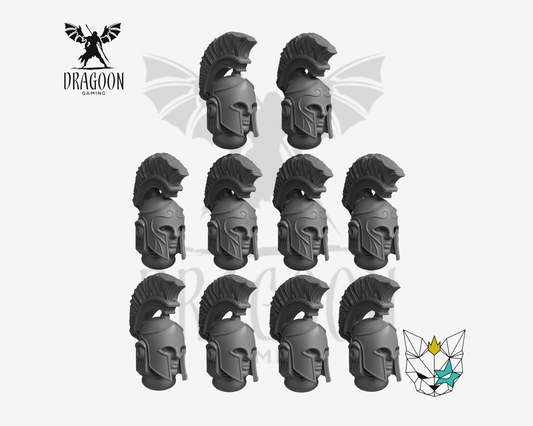 Greek Style Space Knight Helmets (Without Face Plates) (x10)