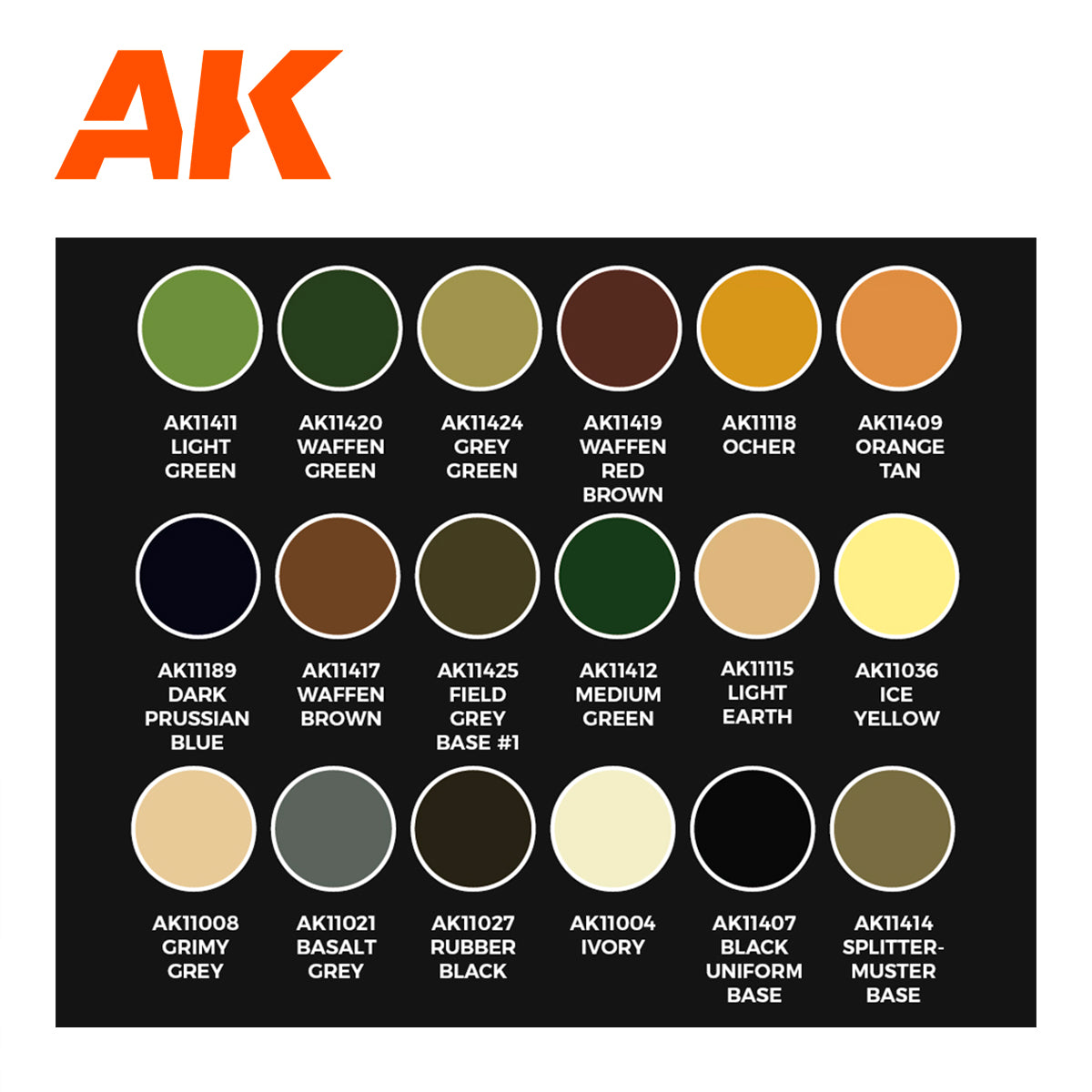 A carefully selected set of Third Generation acrylic paints representing Calvin Tan's signature palette for painting authentic WW2 German uniforms, designed for achieving unparalleled detail and precision on historical models.