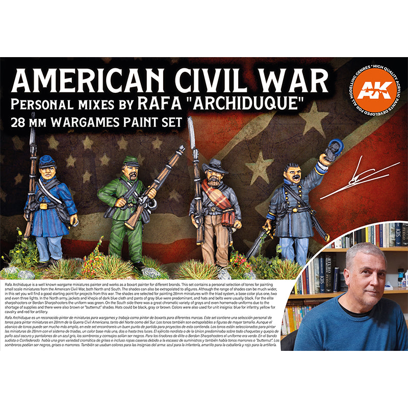 Achieve historical accuracy with the AK Interactive American Civil War Paint Set - Expertly curated by Rafa "Archiduque" for 28mm miniatures!