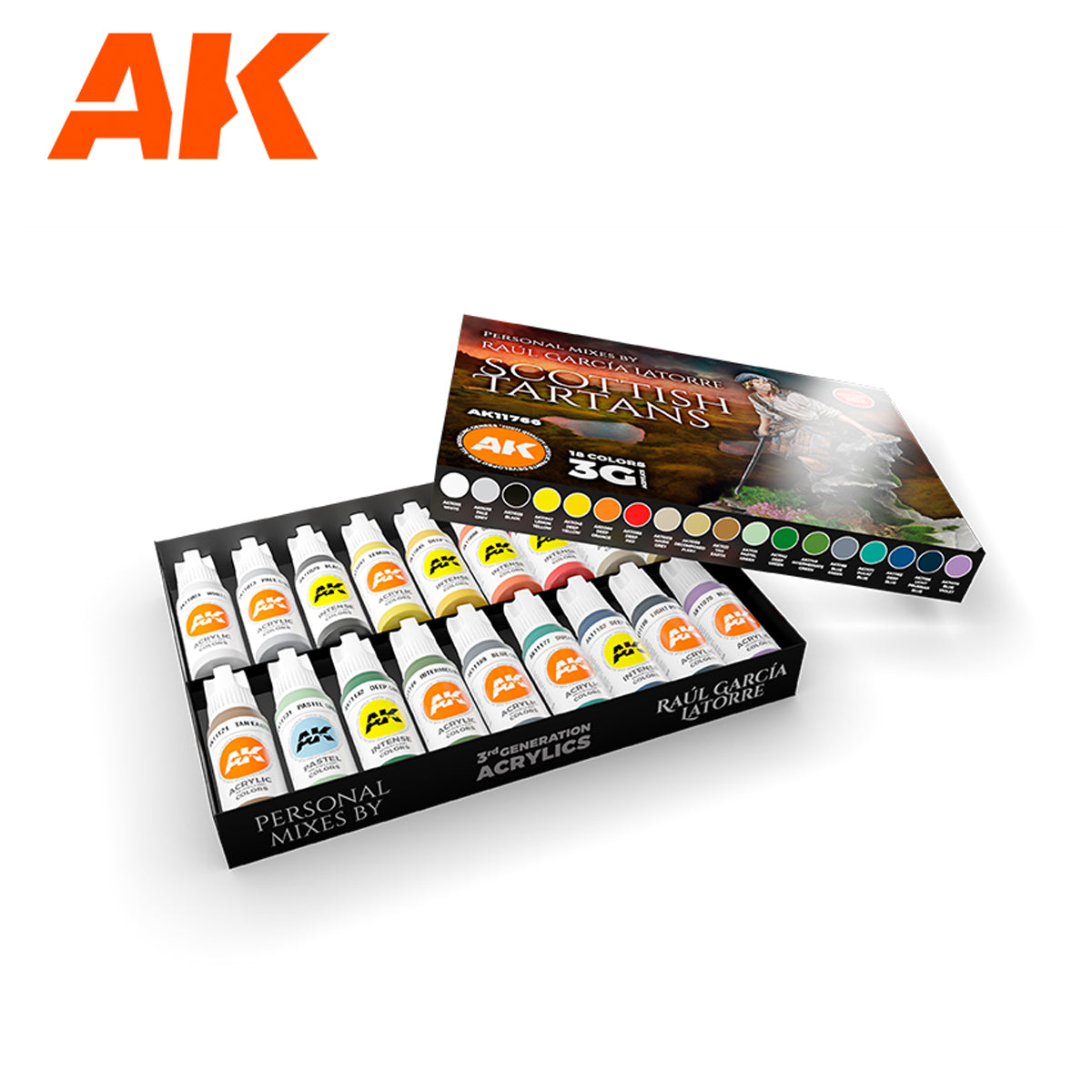 AK Interactive, Scottish Tartans Paint Set, Raúl García Latorre, Acrylic Paints, Historical Modeling, Miniature Painting, Tartans