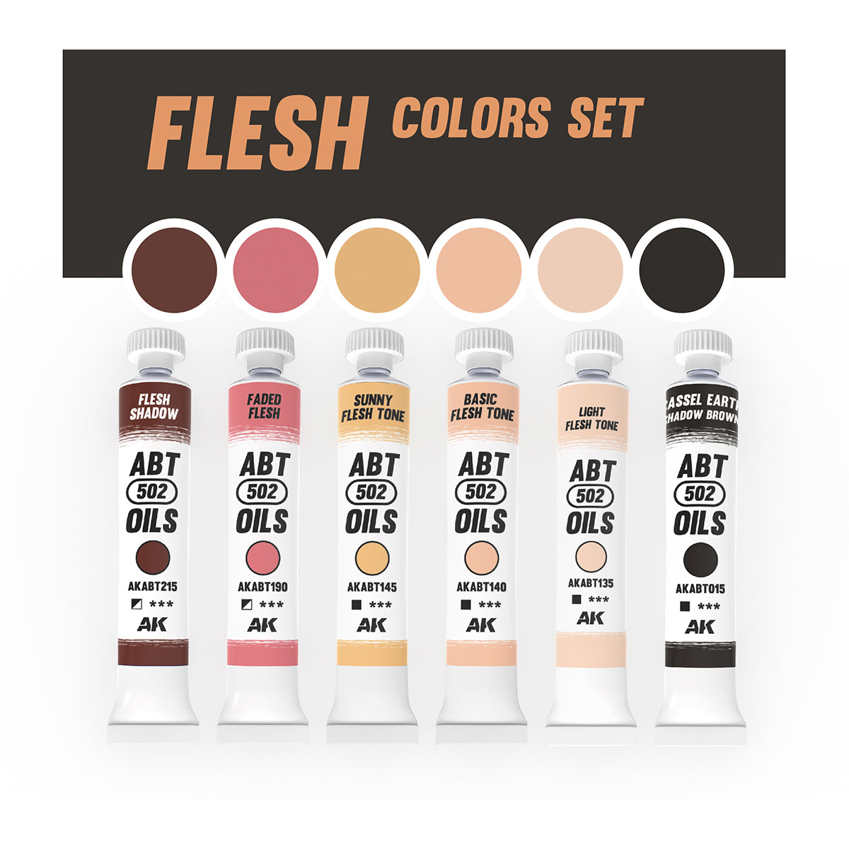 AK Interactive ABT 502 Oil - Flesh Color Set for Miniature Painting