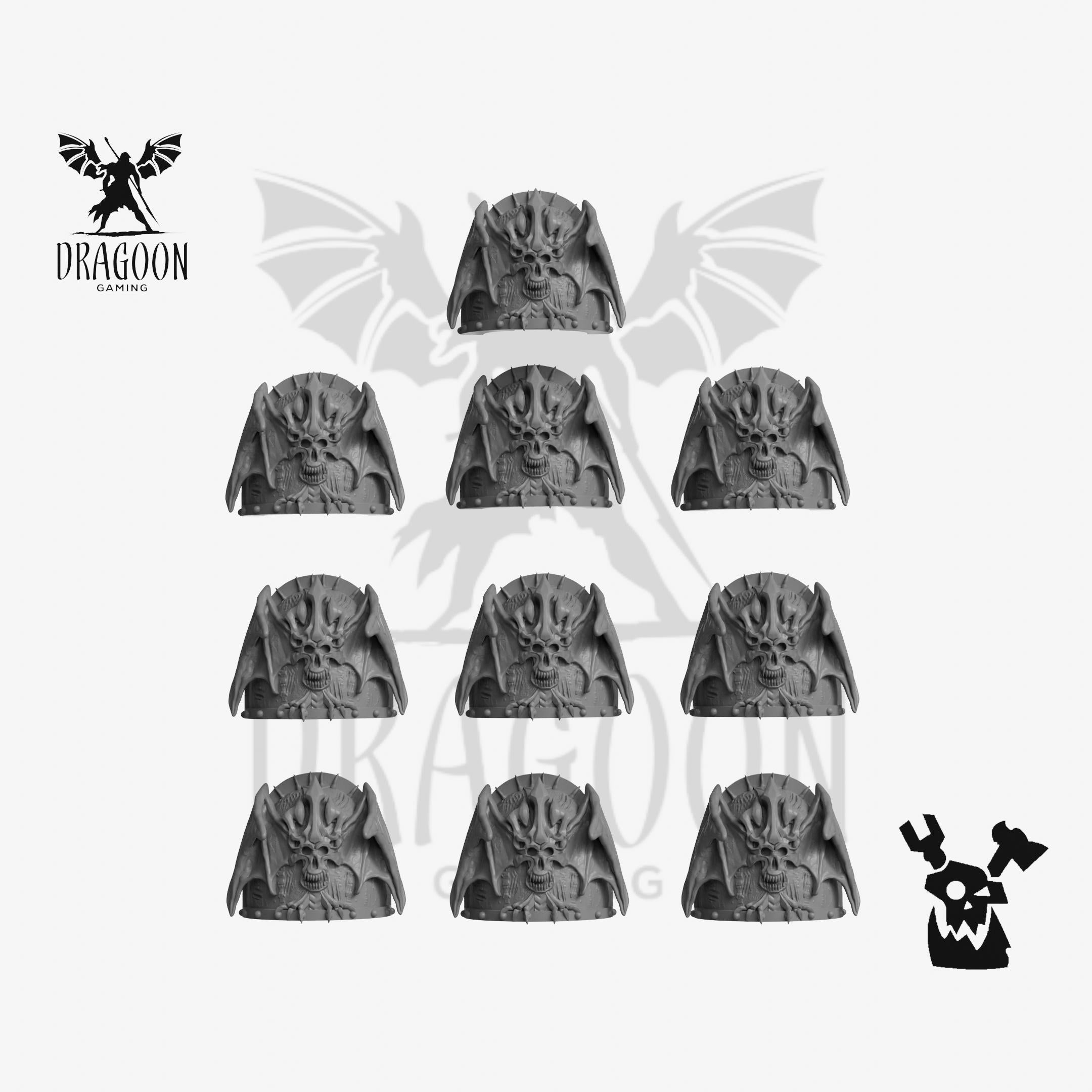Chaos Winged Demon Pauldrons 28mm Resin Bits | Dragoon Gaming UK