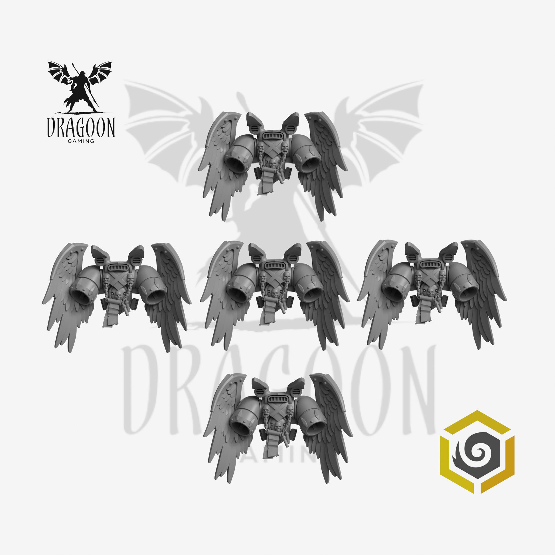 Company Of Death Large Winged Decorated Jump Packs - 28mm Resin - Warhammer 40k Compatible - Prime - Blood Angels Style