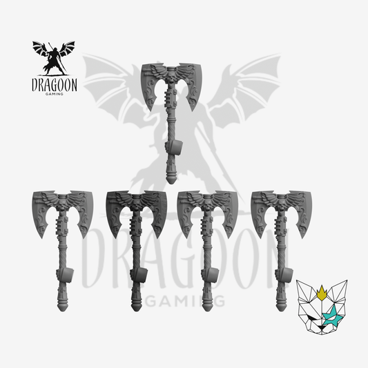  Crimson Angels Power Battle Axes - 28mm Resin - Warhammer 40k Compatible - Prime - Blood Angels Style