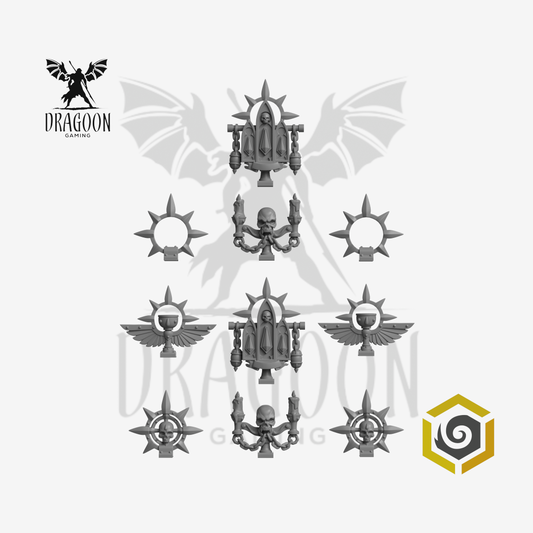 Crimson Lords Backpack Totems - 28mm Resin - Warhammer 40k Compatible - Prime Space Knight - Blood Angels Style