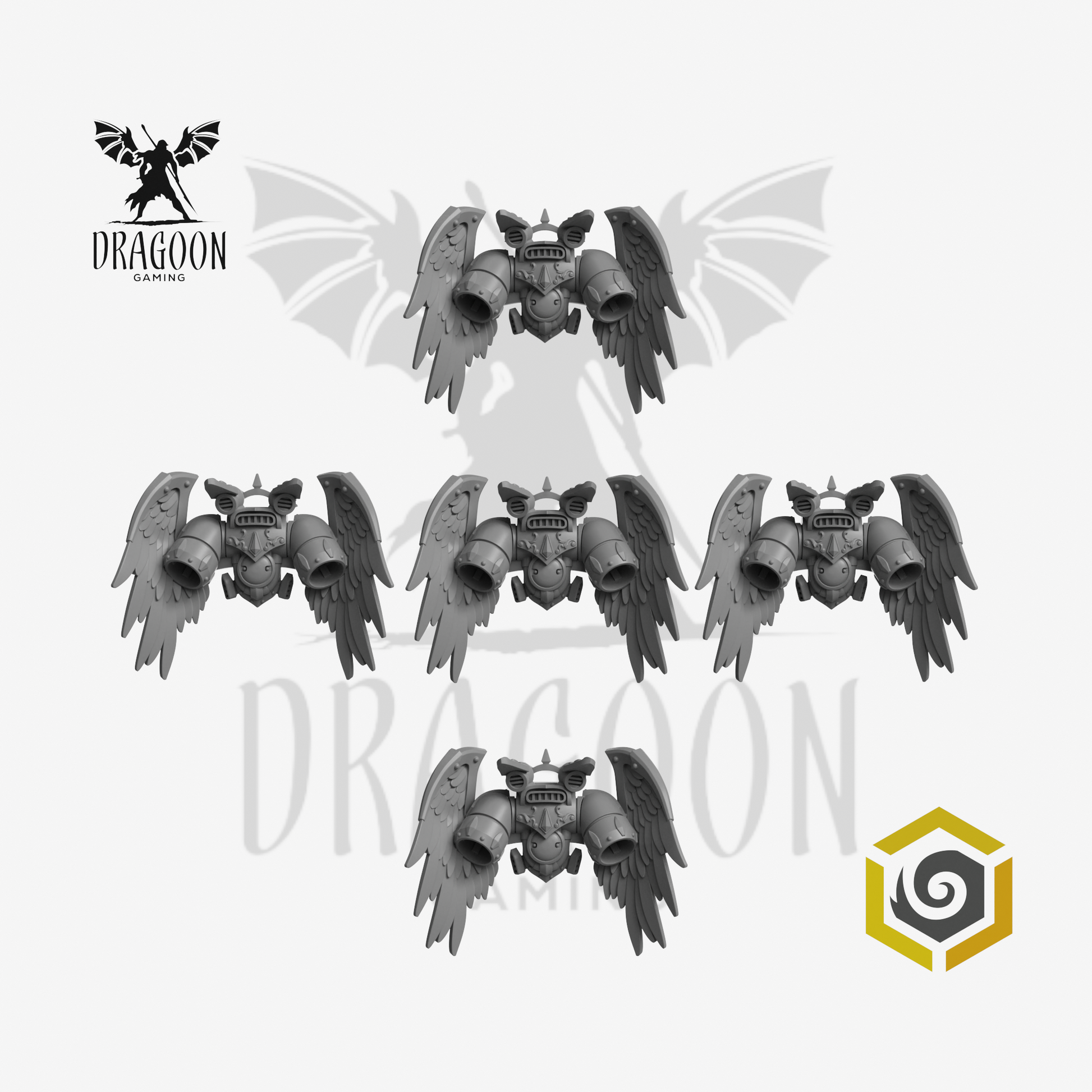 Crimson Lords Large Winged Halo Jump Packs - 28mm Resin - Warhammer 40k Compatible - Prime - Blood Angels Style