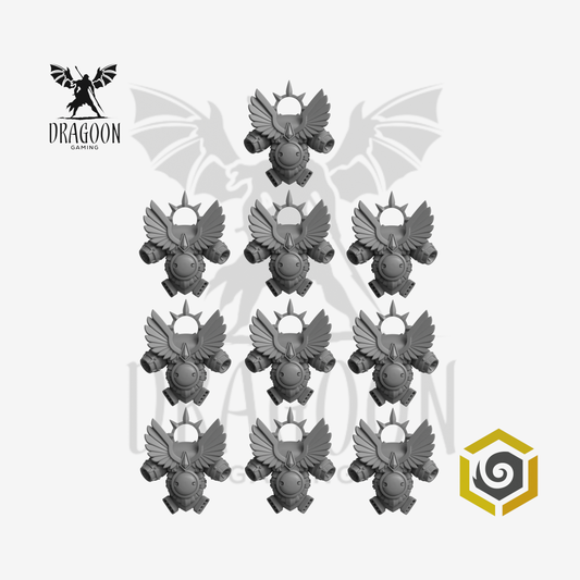 Crimson Lords Winged Halo Backpacks - 28mm Resin - Warhammer 40k Compatible - Prime - Blood Angels Style