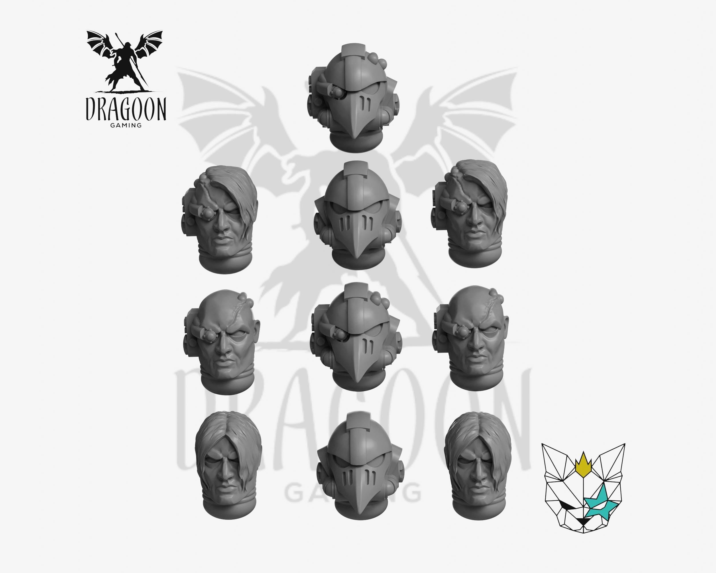 Crow Guard Beaky Helmets – 28mm Space Knights Resin Set
