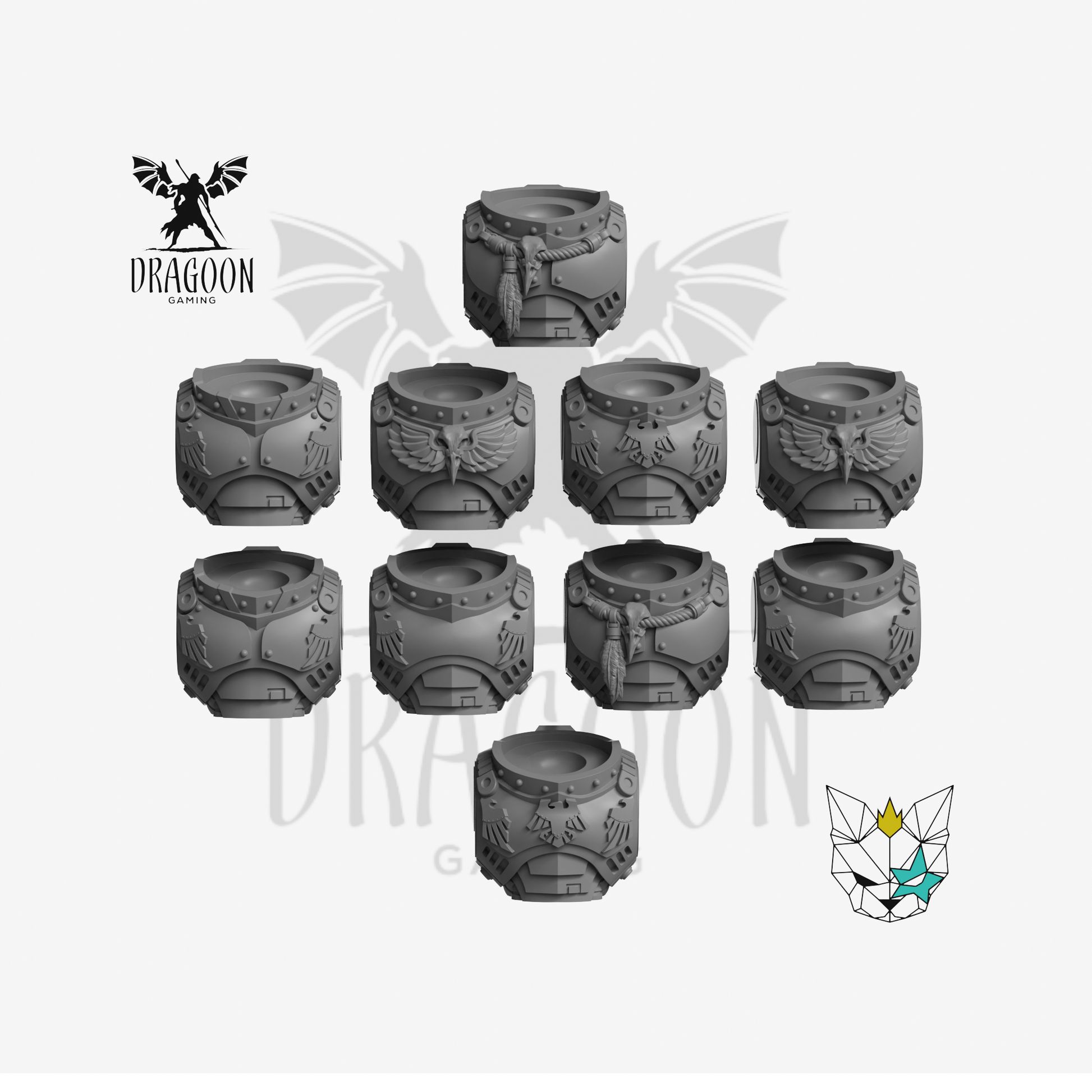 Crow Guard Space Knight Torsos - 28mm Resin - Raven Guard Style - Warhammer 40k Compatible - Prime