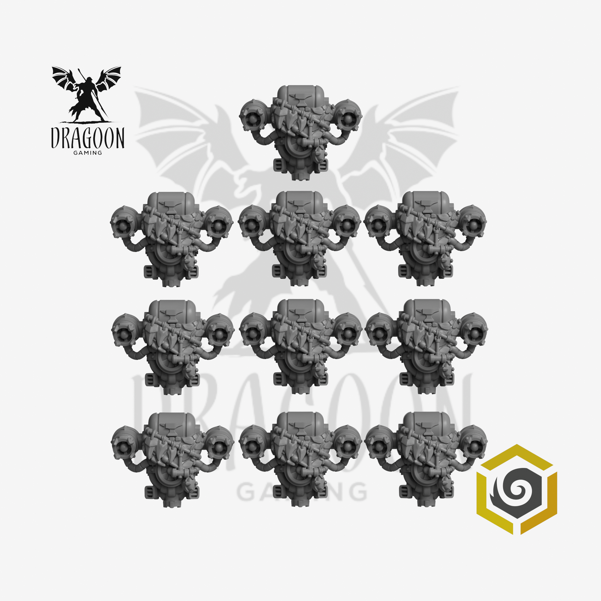  Dragoon Gaming 28mm Resin Dragon Scale Backpacks for Warhammer 40k Salamanders / Space Marine Conversion (10 Pack)