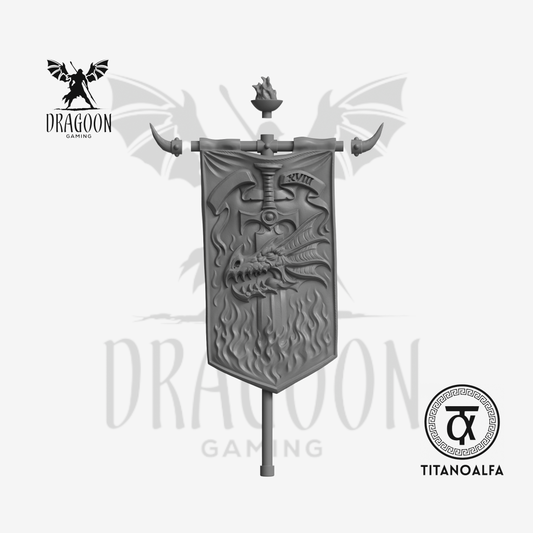 Dragoon Gaming 28mm Resin 18th Company Fire Drake Banner (Design 2) for Warhammer 40k Salamanders / Space Marine Conversion