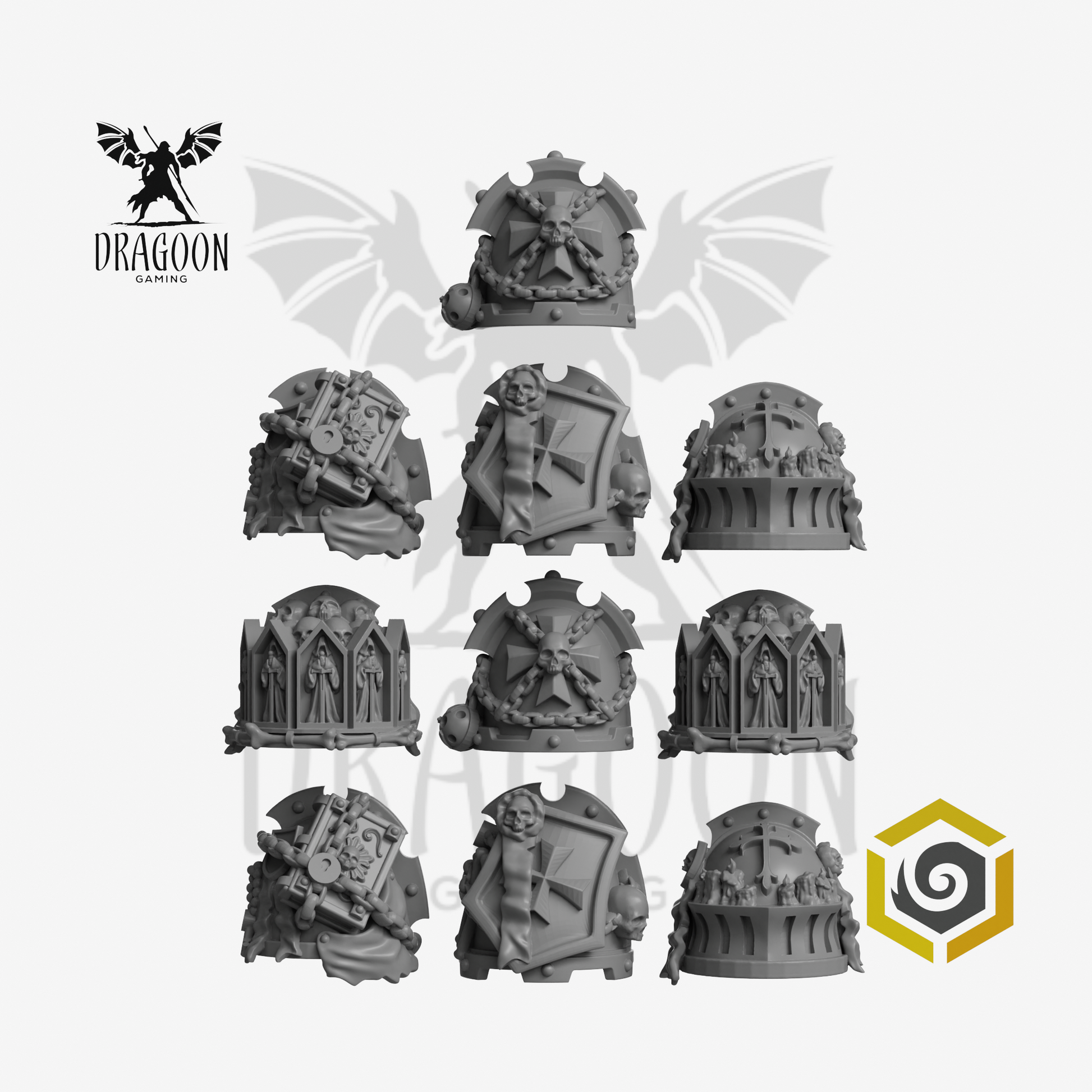 Eternal Pilgrims Templar Cross Pauldrons - 28mm Resin - Warhammer 40k Compatible - Prime - Black Templars Style
