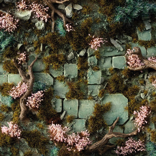 Gamers Grass Flower Tufts - Cherry Blossom Flowers (6mm) used on a miniature scenic base