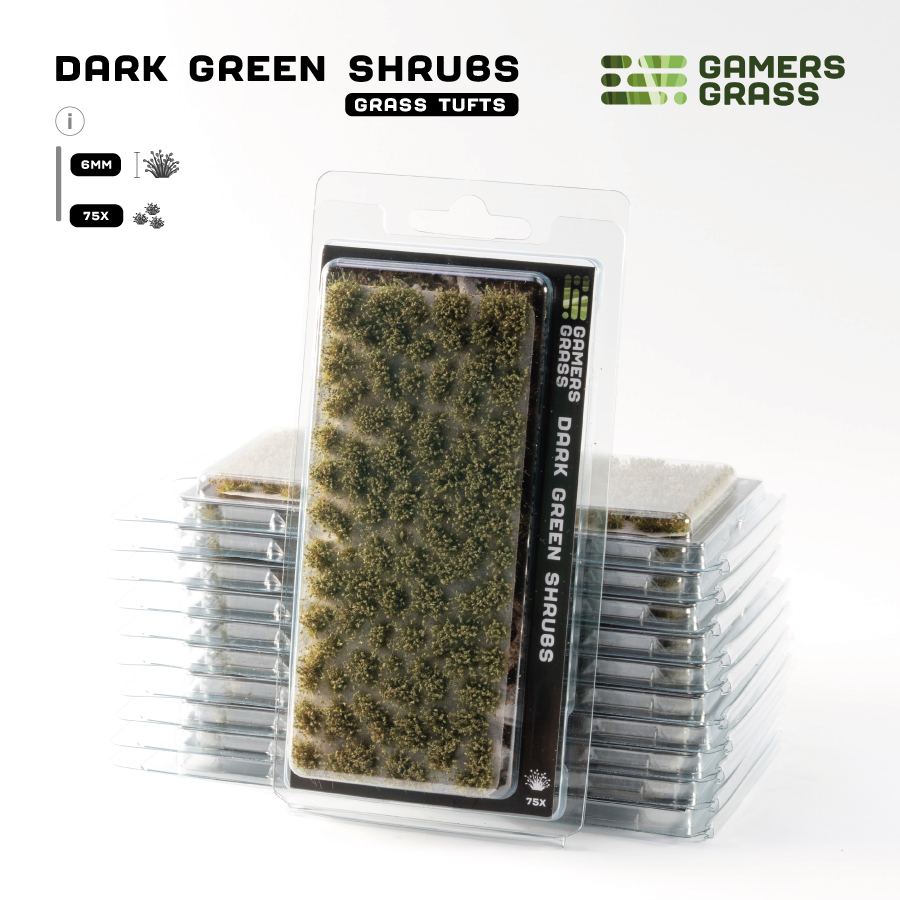 Gamers Grass Shrub Tufts - Dark Green (6mm) retail pack