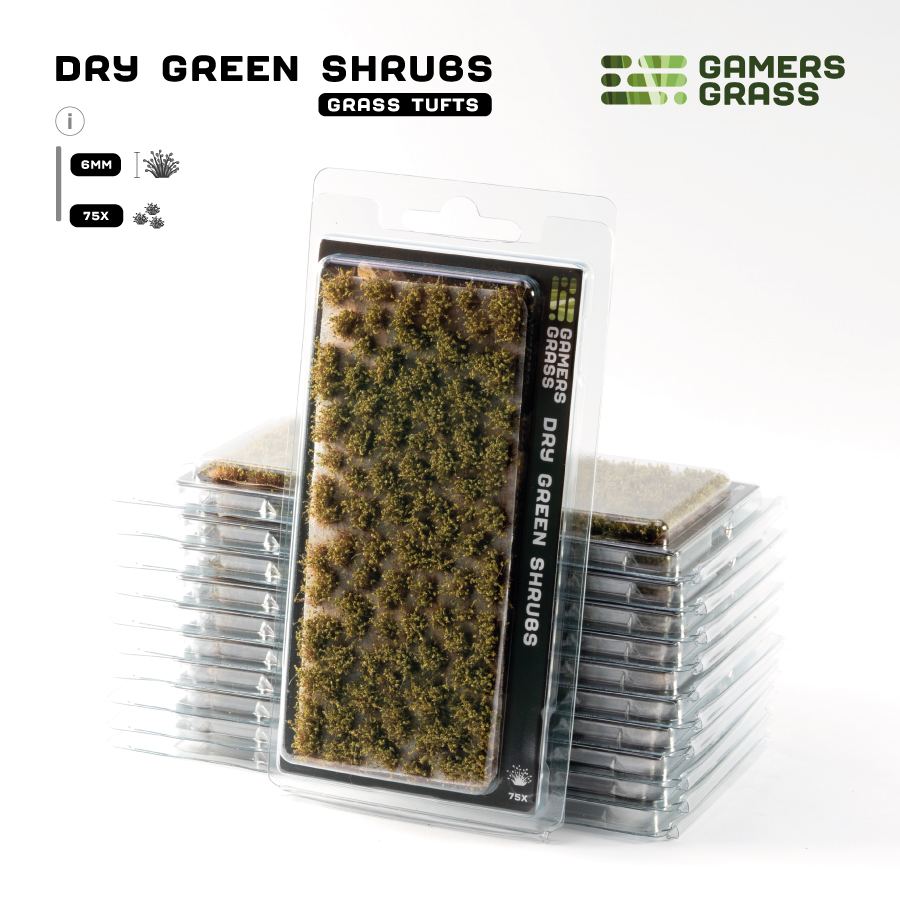 Gamers Grass Shrub Tufts - Dry Green (6mm) retail pack