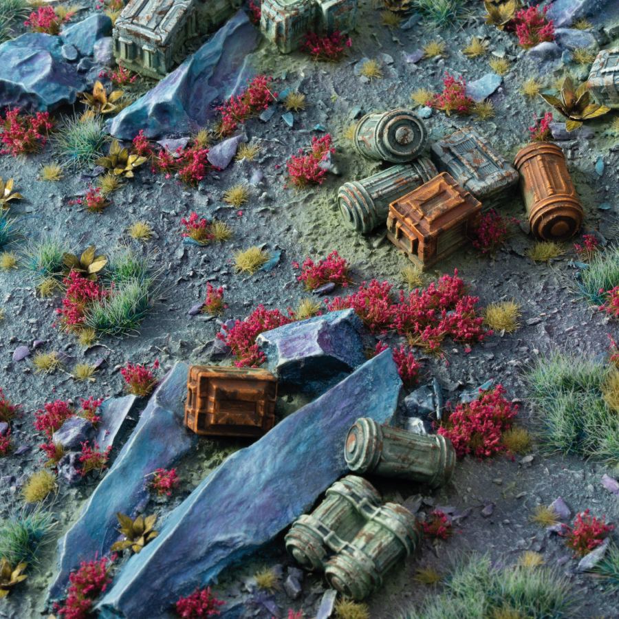 Gamers Grass Tiny Flowers - Garnet Tulip used on a miniature scenic base