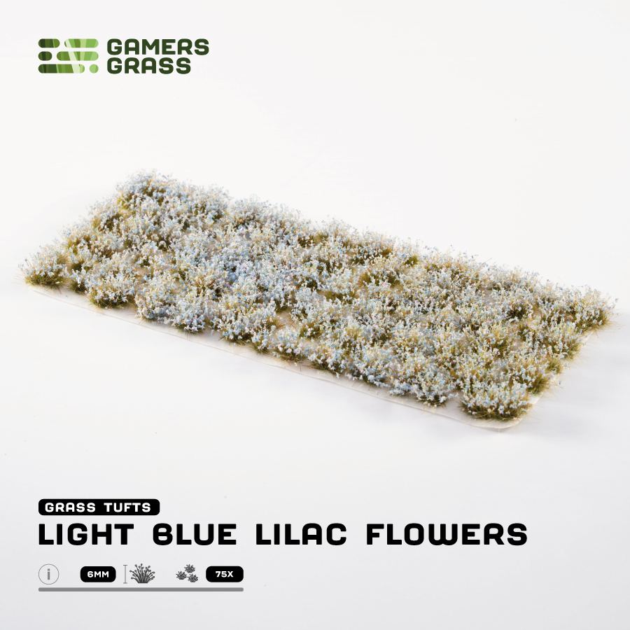Gamers Grass Flower Tufts - Light Blue Lilac Flowers (6mm) product sheet