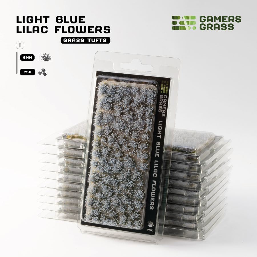 Gamers Grass Flower Tufts - Light Blue Lilac Flowers (6mm) retail pack