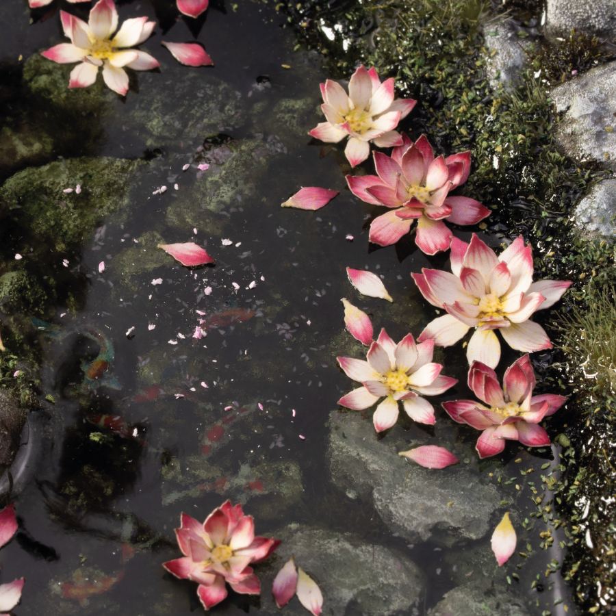 Gamers Grass Laser Plants - Lotus Flower used on a miniature scenic base
