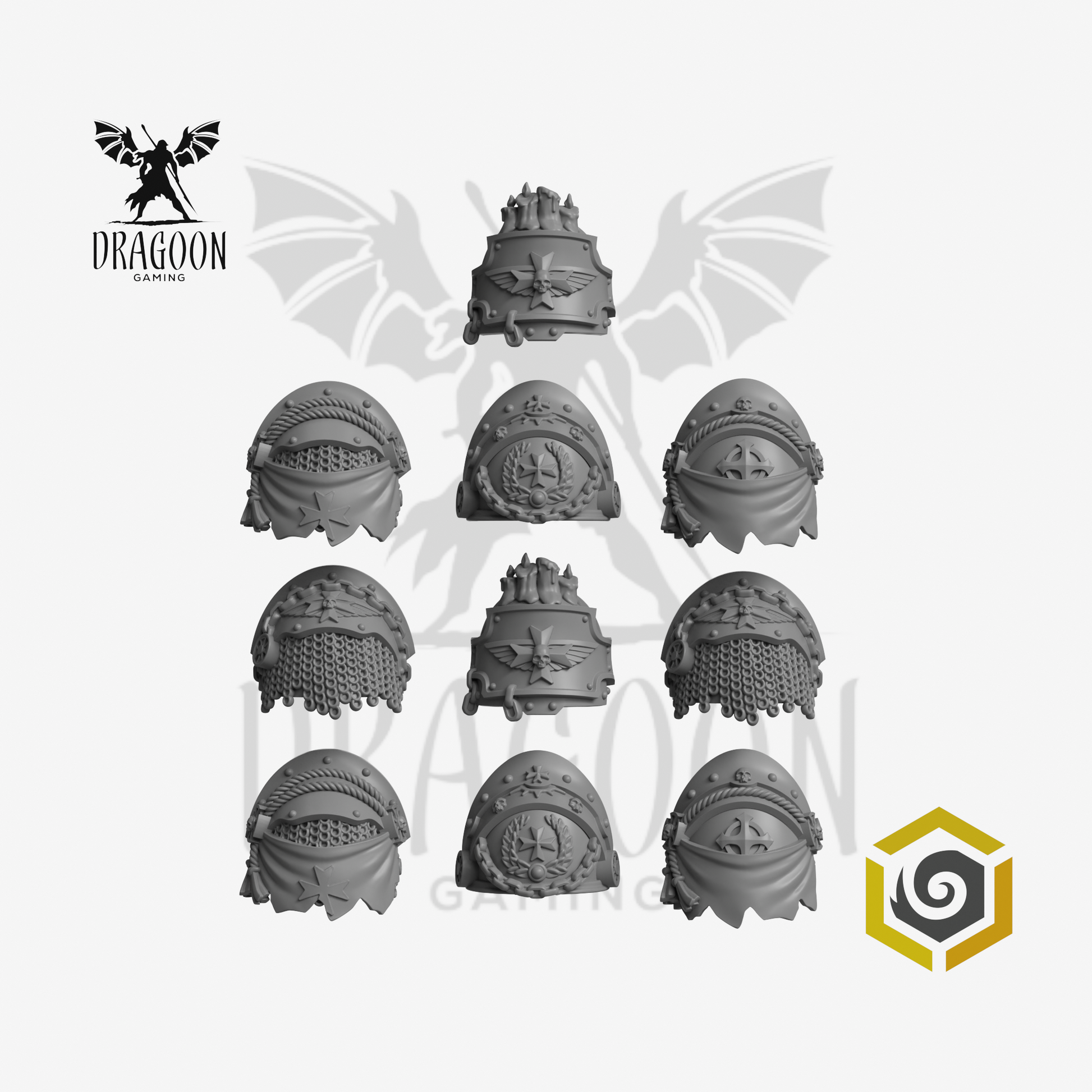 Eternal Crusaders Gothic Templar Terminator Pauldrons - 28mm Resin - Warhammer 40k Compatible - Black Templars Style