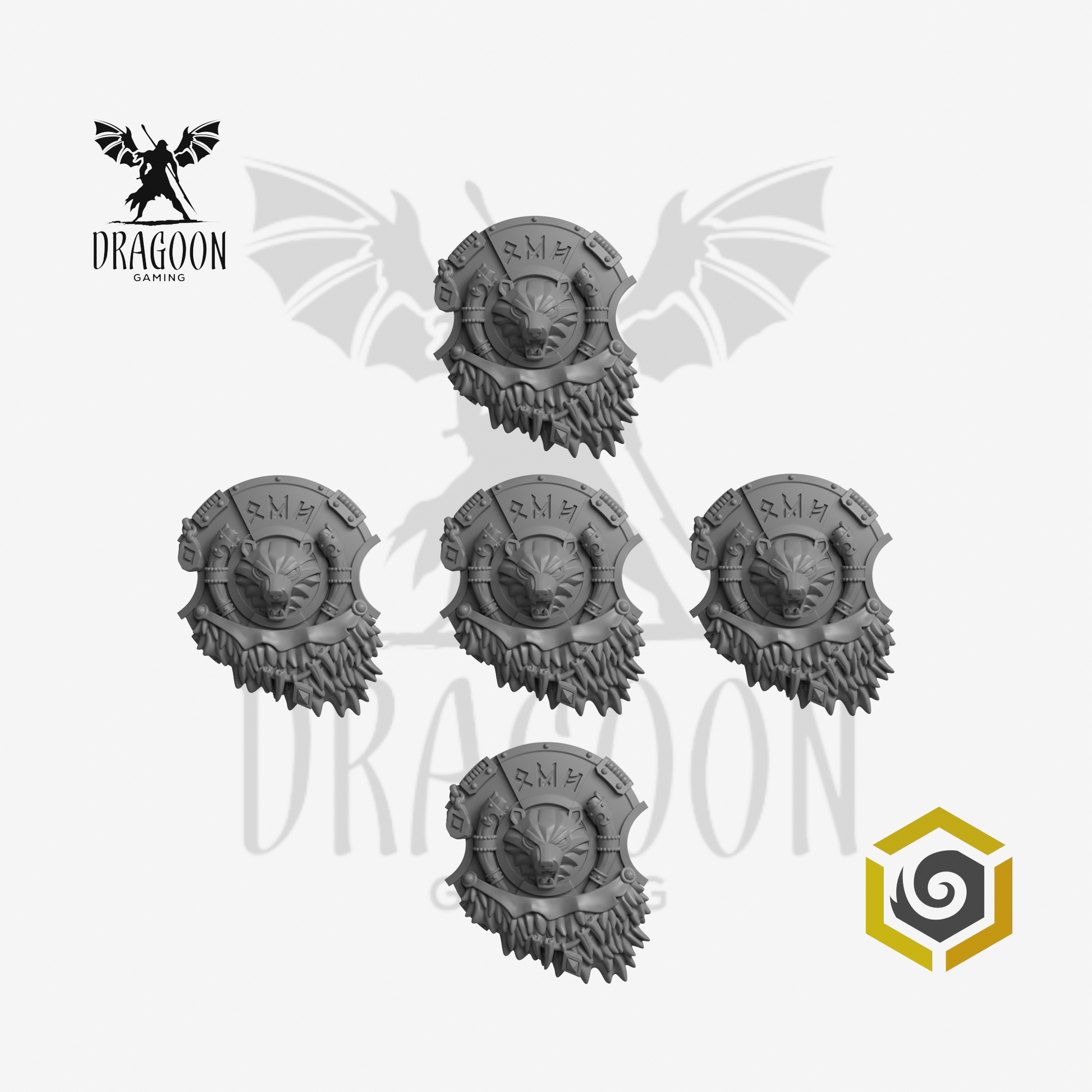 Primal Hounds Bear Company Shields - 28mm Resin - Warhammer 40k Compatible - Prime - Space Wolves Style