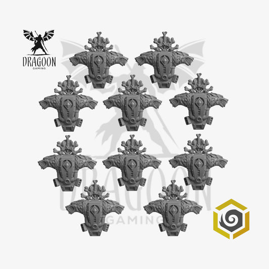 Primal Hounds Space Knight Wolf Head Backpacks - 28mm Resin - Warhammer 40k Compatible - Prime - Space Wolves Style