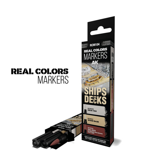 AK Interactive RC Marker Set: Ships & Decks - Achieve Realistic Wood and Deck Colors