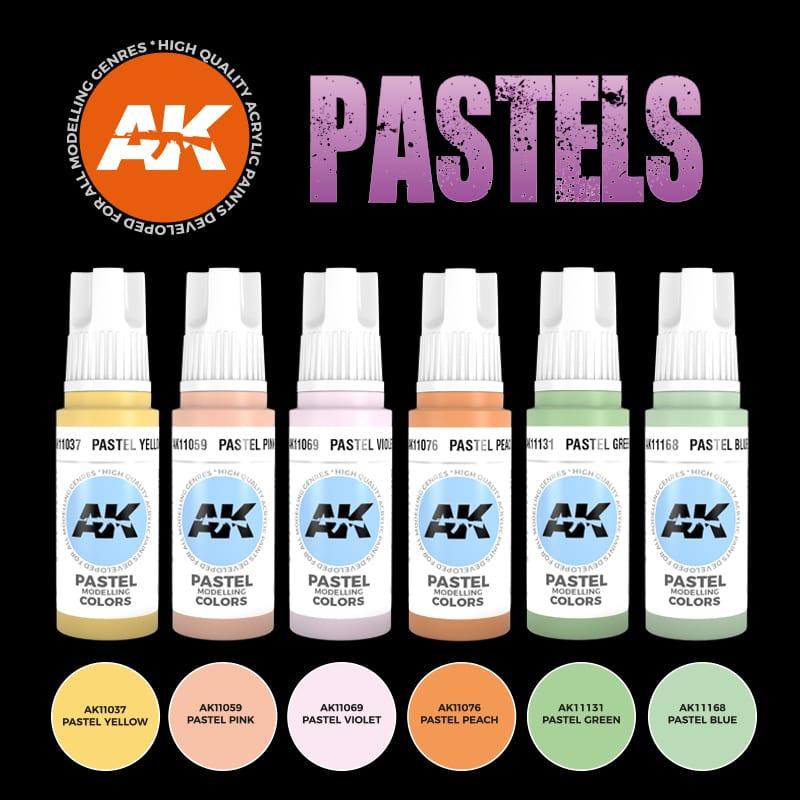 A carefully selected set of pastel pigments designed for adding subtle weathering effects, dust, and highlights to scale models, miniatures, and dioramas.