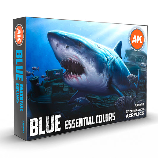 AK Interactive Blue Essential Colors 3Gen Set - Acrylic Paints for Miniature Painting