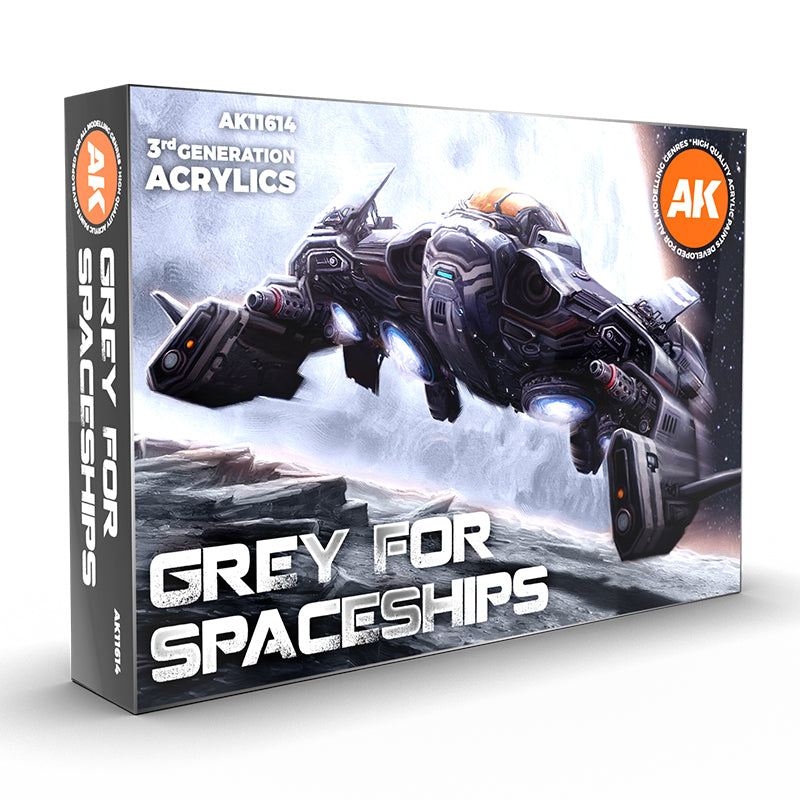 AK Interactive Grey For Spaceships Set - Acrylic Paints for Science Fiction Model Finishing