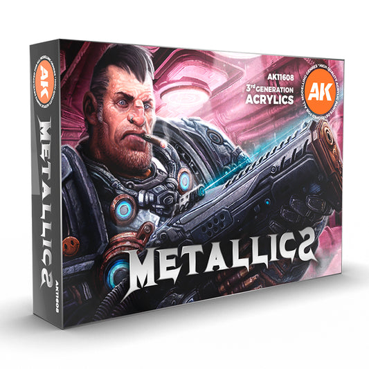 AK Interactive Metallics Colors Set - Acrylic Metallic Paints for Scale Models and Miniatures