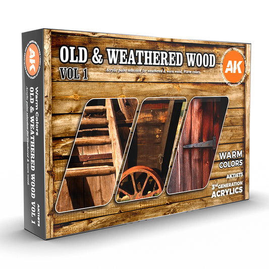 AK Interactive Old & Weathered Wood Vol 1 - Acrylic Paints for Model Wood Effects