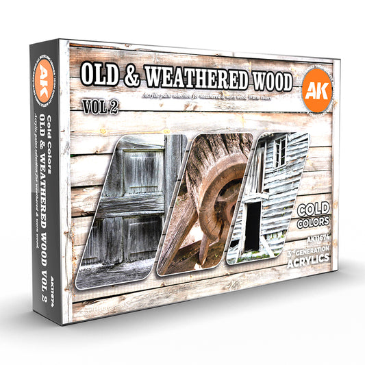 AK Interactive Old & Weathered Wood Vol 2 - Acrylic Paints for Advanced Model Wood Effects