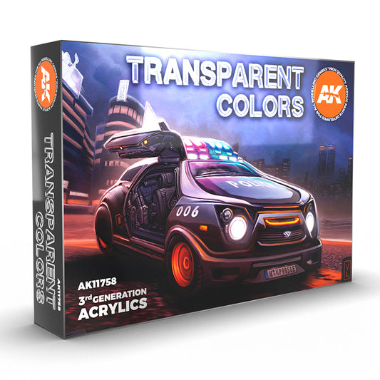 AK Interactive Transparent Colors Set - Acrylic Paints for Glazing and Tinting