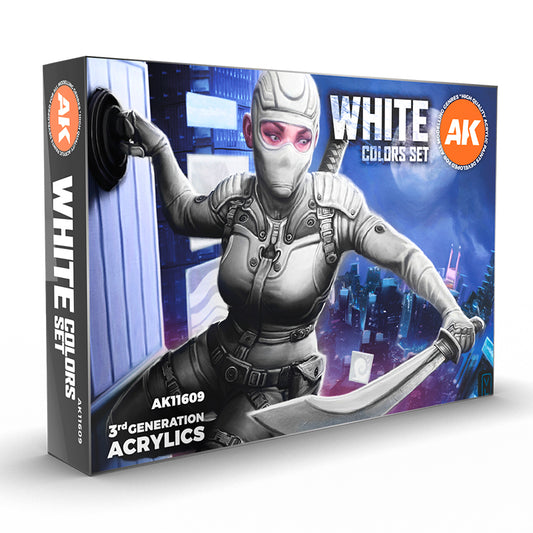 AK Interactive White Colors Set - Acrylic White Paints for Highlighting and Undercoating