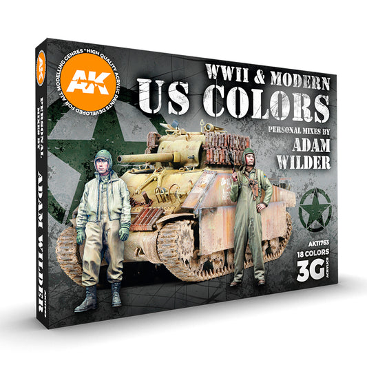 AK Interactive WW2 US Colors Signature Set - Adam Wilder's 3G Acrylic Paints for US Vehicles