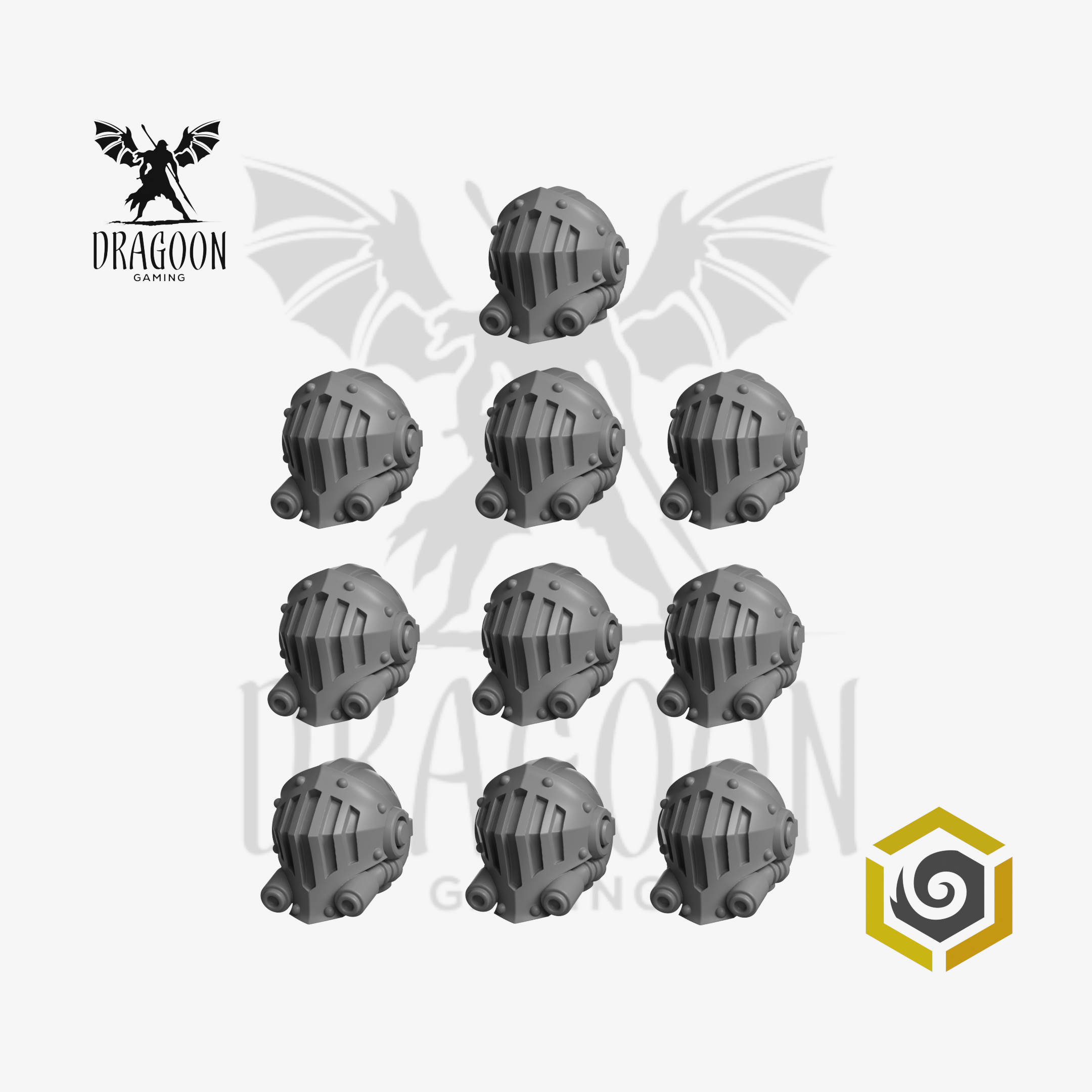 Armoured Knight Terminator Helmets for 28mm Wargaming
