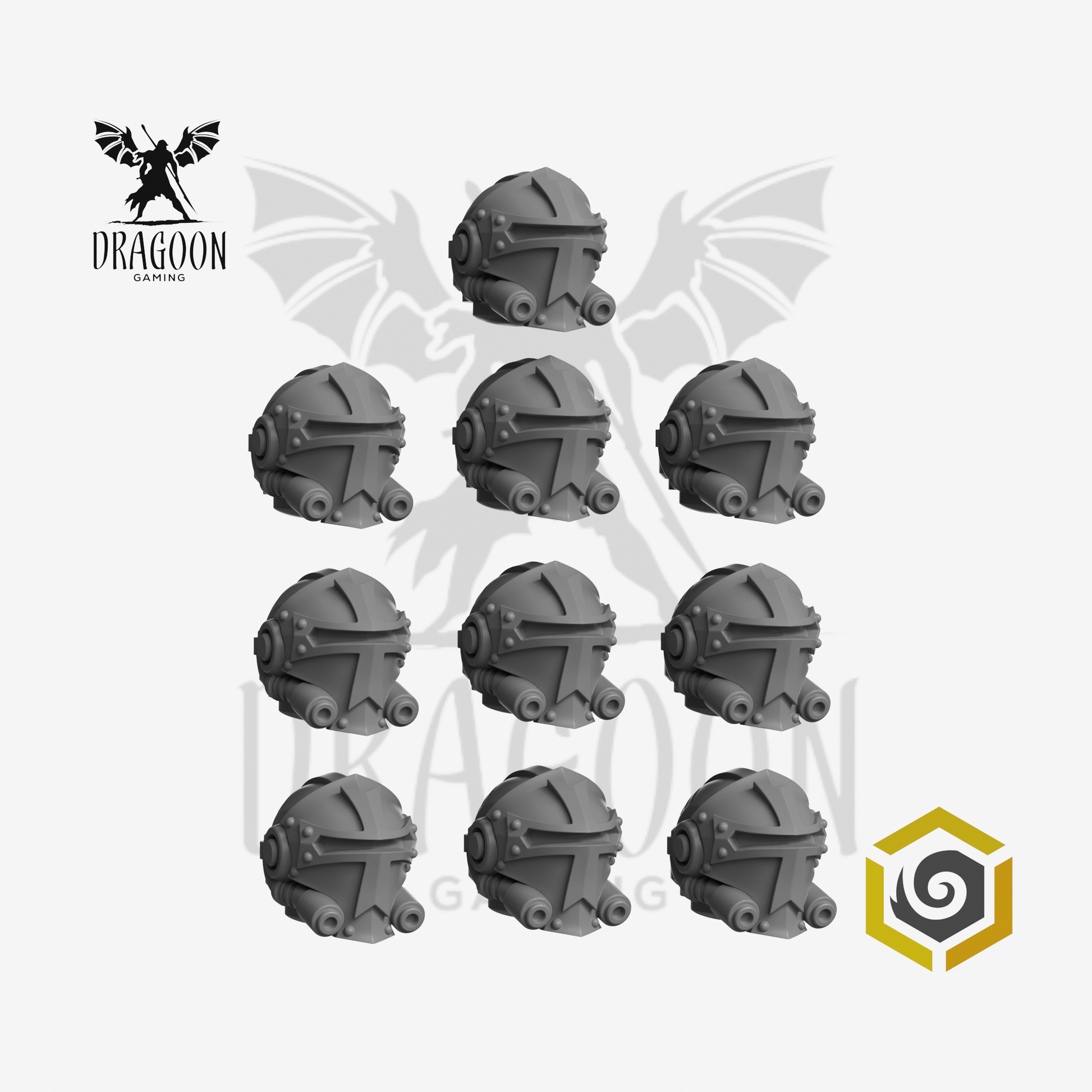Armoured Templar Knight Terminator Helmets - 28mm Resin - Warhammer 40k Compatible - Black Templars Style